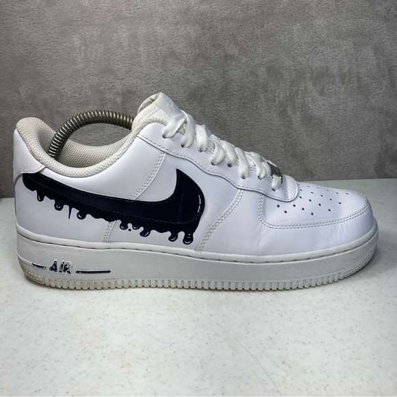 Nike White Air Force 1 Paint Dripping Navy Blue Custom Men's Sz 11 315115-112 - Picture 9 of 11